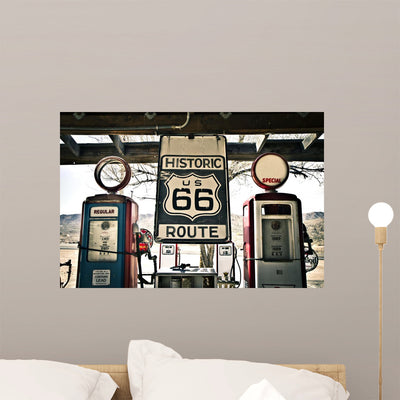 Hisotric Route 66 shown on a wall