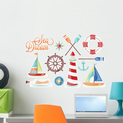 Icons Sea Wall Mural shown on a wall