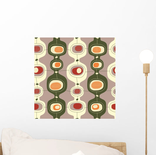 Seamless Vintage 60s Pattern Vector Wall Decal