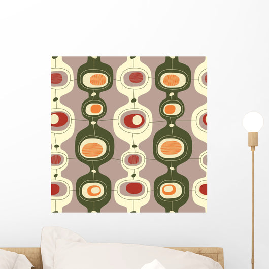 Seamless Vintage 60s Pattern Vector Wall Decal