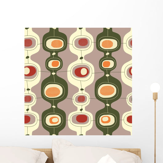 Seamless Vintage 60s Pattern Vector Wall Decal