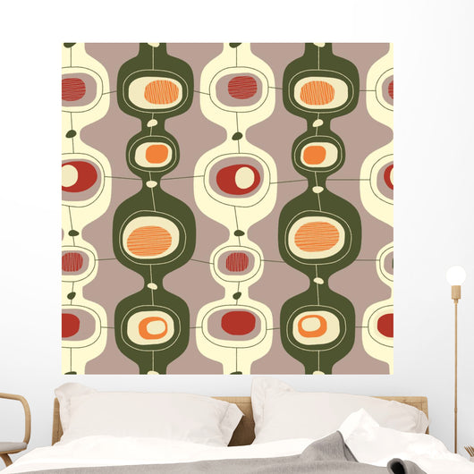 Seamless Vintage 60s Pattern Vector Wall Decal