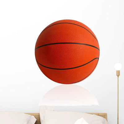 Basket and Basketball World Wall Decal shown on a wall