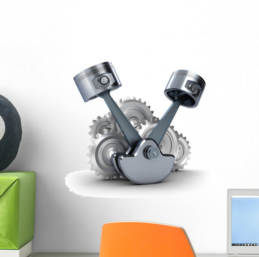 Pistons and Gears Wall Decal