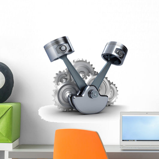 Pistons and Gears Wall Decal