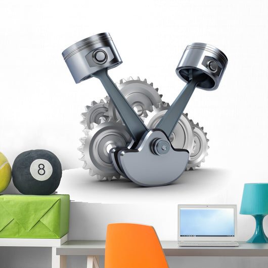 Pistons and Gears Wall Decal