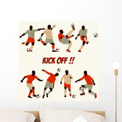 Soccer Kick off Cartoon shown on a wall