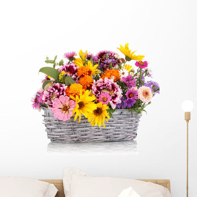 Beautiful Bouquet Bright Flowers shown on a wall