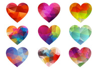 colorful hearts with geometric pattern, vector Wall Decal