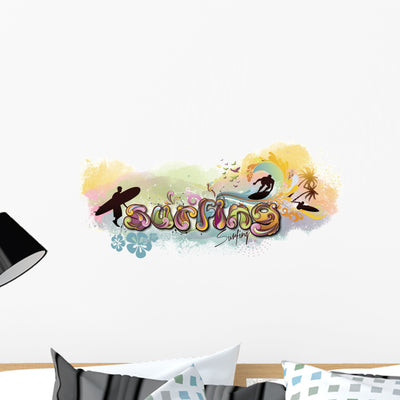 Surfing Wall Mural shown on a wall