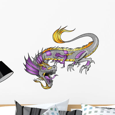 Robot Cyborg Dragon Vector Wall Decal shown on a wall