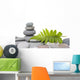 Stack of Stones with Green Fern Leaf Wall Decal