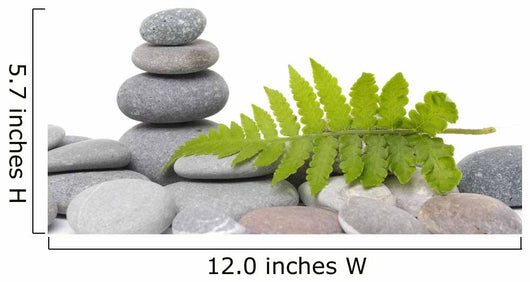 Stack of Stones with Green Fern Leaf Wall Decal