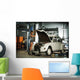 Brunette Woman Garage Fixing Wall Decal