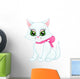 Cute White Kitten with a Pink Bow on Her Neck Wall Decal