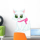 Cute White Kitten with a Pink Bow on Her Neck Wall Decal