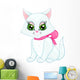 Cute White Kitten with a Pink Bow on Her Neck Wall Decal
