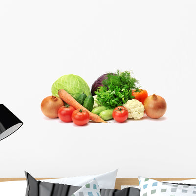 Vegetables White Wall Decal shown on a wall