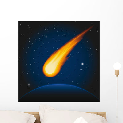 Falling Asteroid Wall Mural shown on a wall
