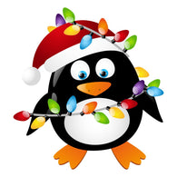 Penguin with Christmas light bulbs Wall Decal