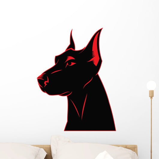 Dog doberman label Wall Decal