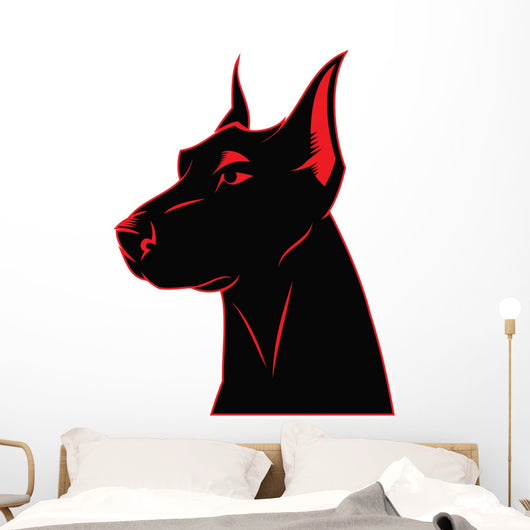 Dog doberman label Wall Decal