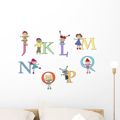 Alphabet Wall Decal Sticker Set shown on a wall