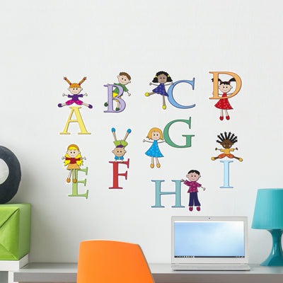Alphabet Wall Decal Sticker Set shown on a wall