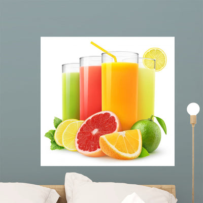 Fresh Citrus Juices White Wall Decal shown on a wall
