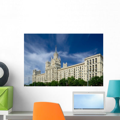 Moscow High-altitude Building Stalin Wall Mural shown on a wall