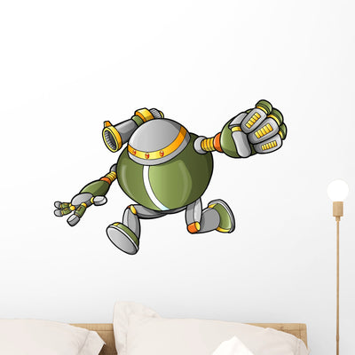 Massive Warrior Robot Cyborg Wall Decal shown on a wall