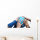 Teamwok concept with hands on globe Wall Decal