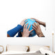 Teamwok concept with hands on globe Wall Decal