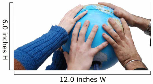 Teamwok concept with hands on globe Wall Decal