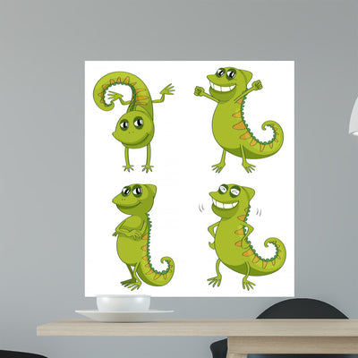 Chameleons shown on a wall