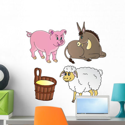 Farm Animals Theme Collection Wall Decal shown on a wall