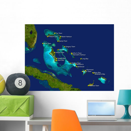 bahamas map Wall Mural