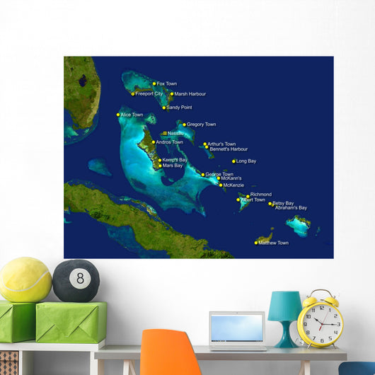 bahamas map Wall Mural