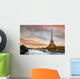 Eiffel Tower With Boats on Siene Wall Mural