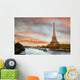 Eiffel Tower With Boats on Siene Wall Mural