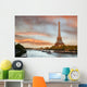 Eiffel Tower With Boats on Siene Wall Mural