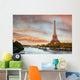 Eiffel Tower With Boats on Siene Wall Mural