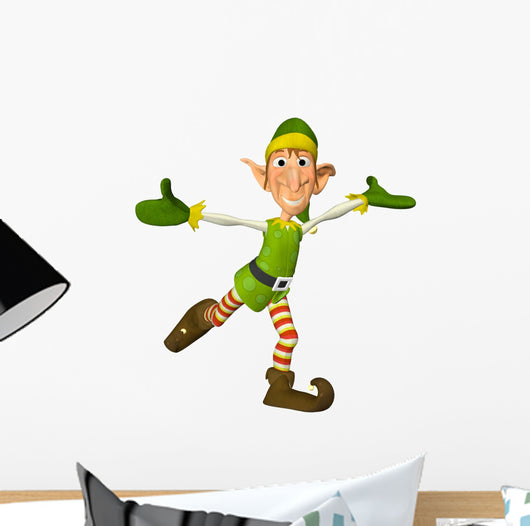 Happy Christmas Elf Wall Decal