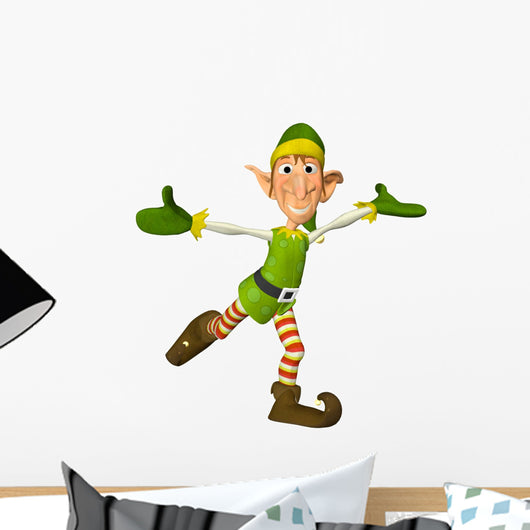 Happy Christmas Elf Wall Decal