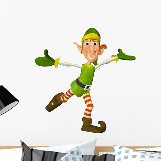 Happy Christmas Elf Wall Decal