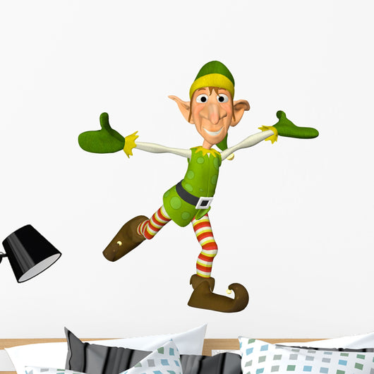 Happy Christmas Elf Wall Decal