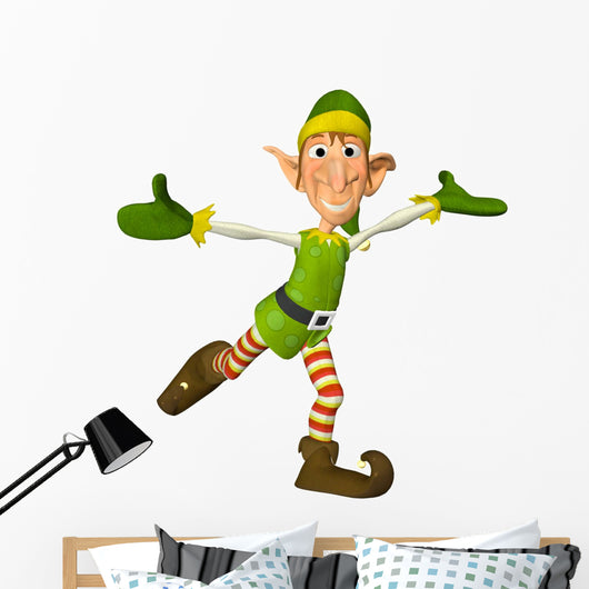 Happy Christmas Elf Wall Decal