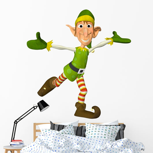 Happy Christmas Elf Wall Decal