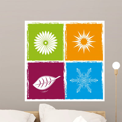 Four Color Seasons Wall Decal shown on a wall