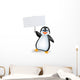 Penguin with blank sign Wall Decal